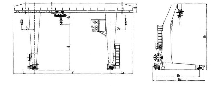 L型電葫蘆門式起重機結(jié)構圖