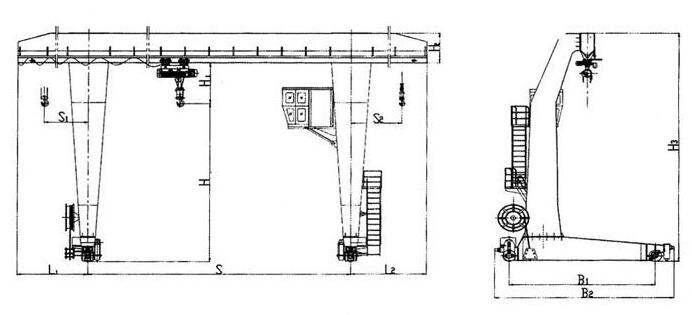 L型電動葫蘆起重機(jī)結(jié)構(gòu)圖
