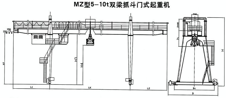 吊鉤雙梁橋式起重機結(jié)構(gòu)圖